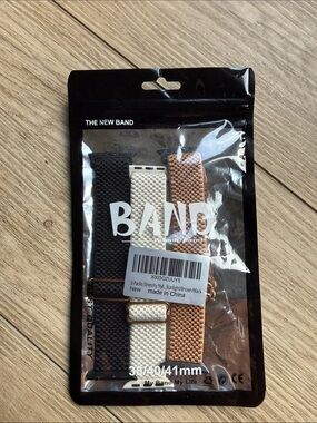 NWT BAND Woven Replacement Watch Straps - Black, Cream & Brown